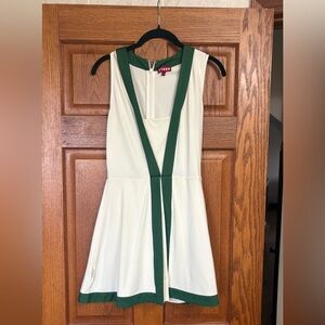STAUD Ivory and Forest Green Dress